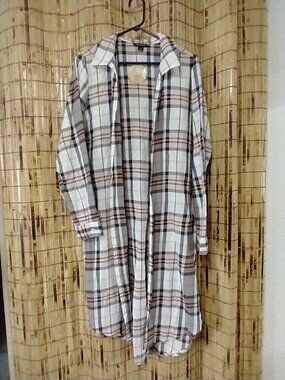 Thread Story NWT Plaid Longline Duster Cardigan Shirt XL